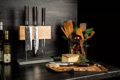 Style de Vie Style de Vie Magnetic knife block Oak with natural stone base (MagnEikSteen)