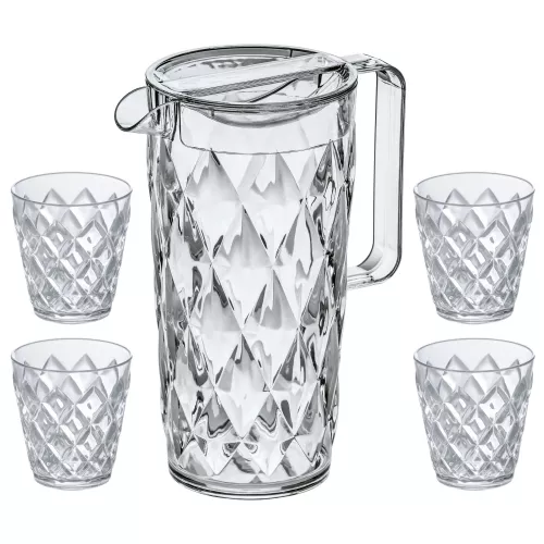 Koziol Koziol Crystal Carafe 1.6 liter with 4 Cups of 250 ml (4007535)
