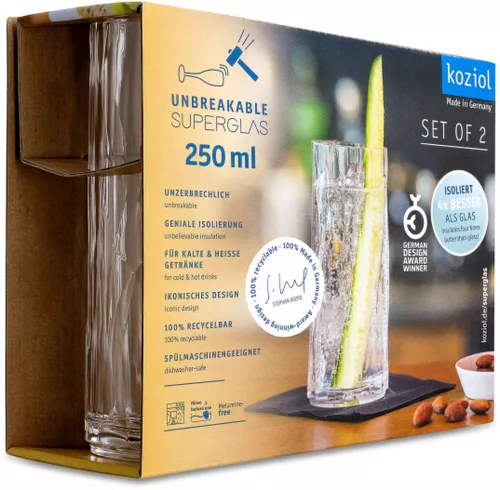 Koziol Koziol Superglas Club No. 03 Long Drink Glass 250 ml Set of 2 Pieces (4403535)
