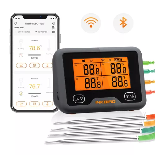 Inkbird BBQ Thermometer Inkbird IBBQ-4BW Thermometer with LCD WiFi BT (IBBQ-4BW)