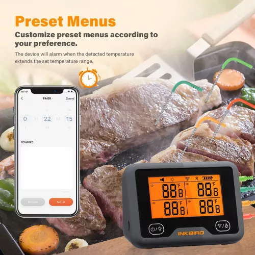 Inkbird BBQ Thermometer Inkbird IBBQ-4BW Thermometer with LCD WiFi BT (IBBQ-4BW)