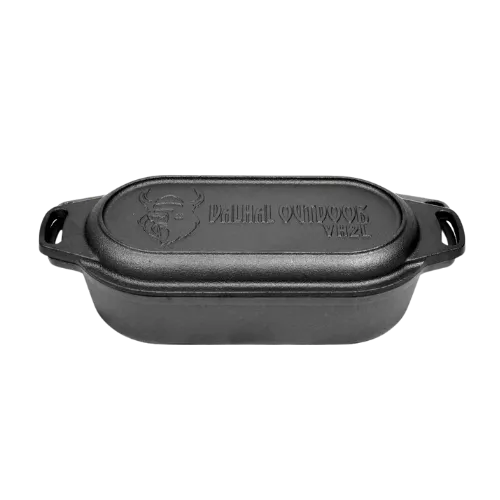 Valhal Outdoor Valhal Dutch Oven Cast Iron Casserole with Grill Lid Oval 2 Liters (VH2L)