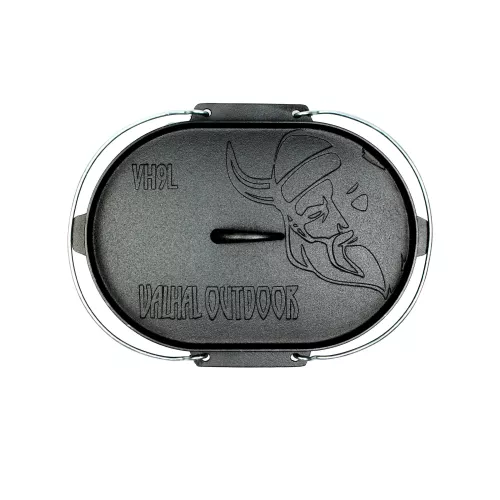 Valhal Outdoor Valhal Dutch Oven Cast Iron Casserole with Grill Lid Oval 9 Liters (VH9L)