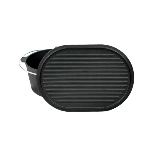 Valhal Outdoor Valhal Dutch Oven Cast Iron Casserole with Grill Lid Oval 9 Liters (VH9L)