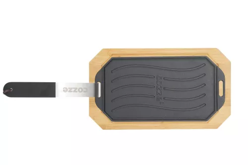 Cozze Cozze Pan Cast Iron Double Sided Use with Bamboo Serving Board 16.5 cm (90326)