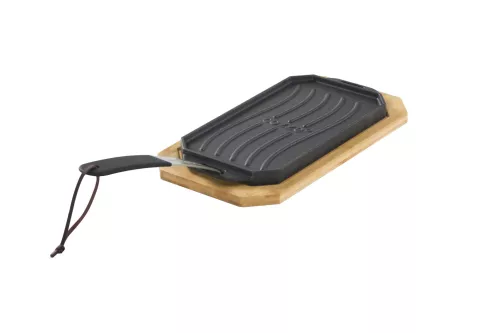 Cozze Cozze Pan Cast Iron Double Sided Use with Bamboo Serving Board 16.5 cm (90326)