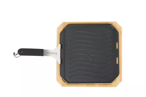 Cozze Pan Cast Iron Double Sided Use with Bamboo Serving Board 33 cm (90327)